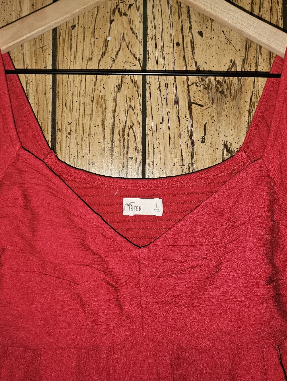 HOLLISTER Red Puff Sleeve Cropped Sweetheart Top - Large - Picture 3 of 5